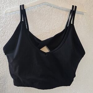 Arizona Jean Co Black Bralette XL Twist Front Double Strap Crop Top Stretch Y2K